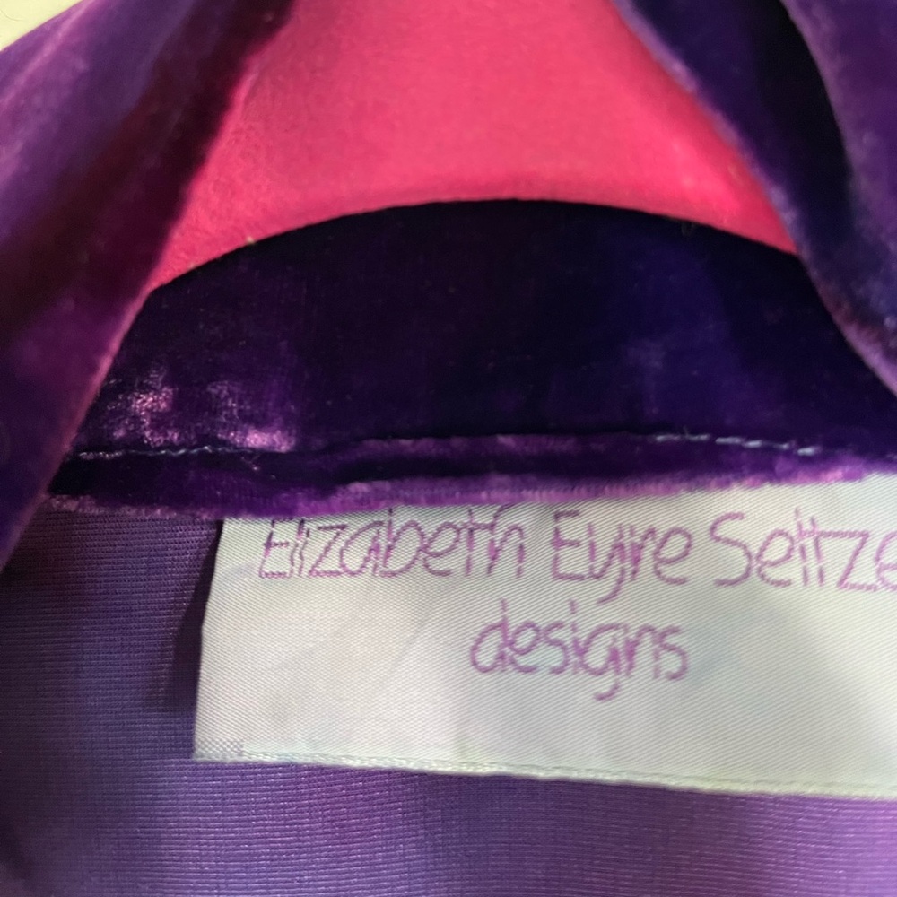 Elizabeth Eyre Seltzer Vintage Tie Dye Purple Velvet Open Front Jacket Sz. OS - Picture 4 of 7